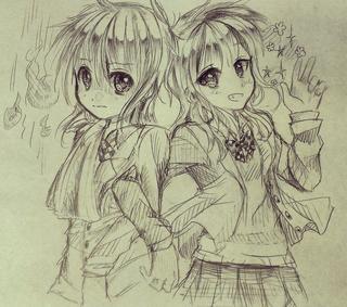 320x283 Junai Sensation Fanart These 2 Girls Are Both Ai Chan - 2 Girls Sketch