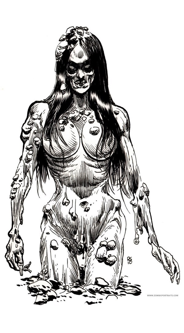 600x1081 Pin Up Zombie Girls - 2 Girls Sketch