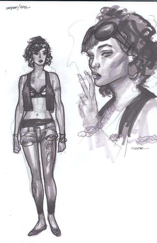 519x800 Ryan Sook Preliminary Layout Sketch - 2 Girls Sketch