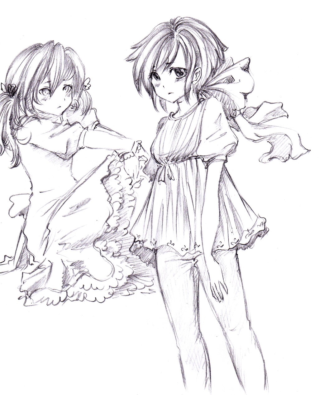 1024x1266 Girls Sketches By Thefreedombird - 2 Girls Sketch