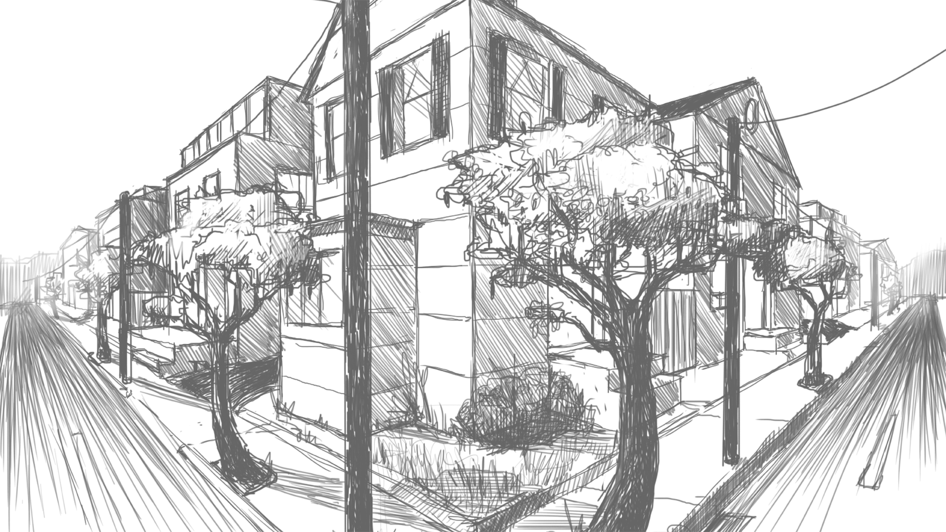 1920x1080 Drawing 2 Point Perspective - 2 Sketch