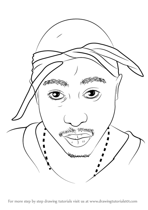 566x800 Learn How To Draw 2pac (Rappers) Step By Step Drawing Tutorials - 2pac Sketch