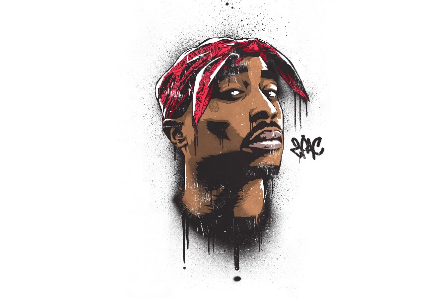 900x600 Qunexc Tupac Shakur 2pac Dear Mama Music Sketch Style Art Silk - 2pac Sketch