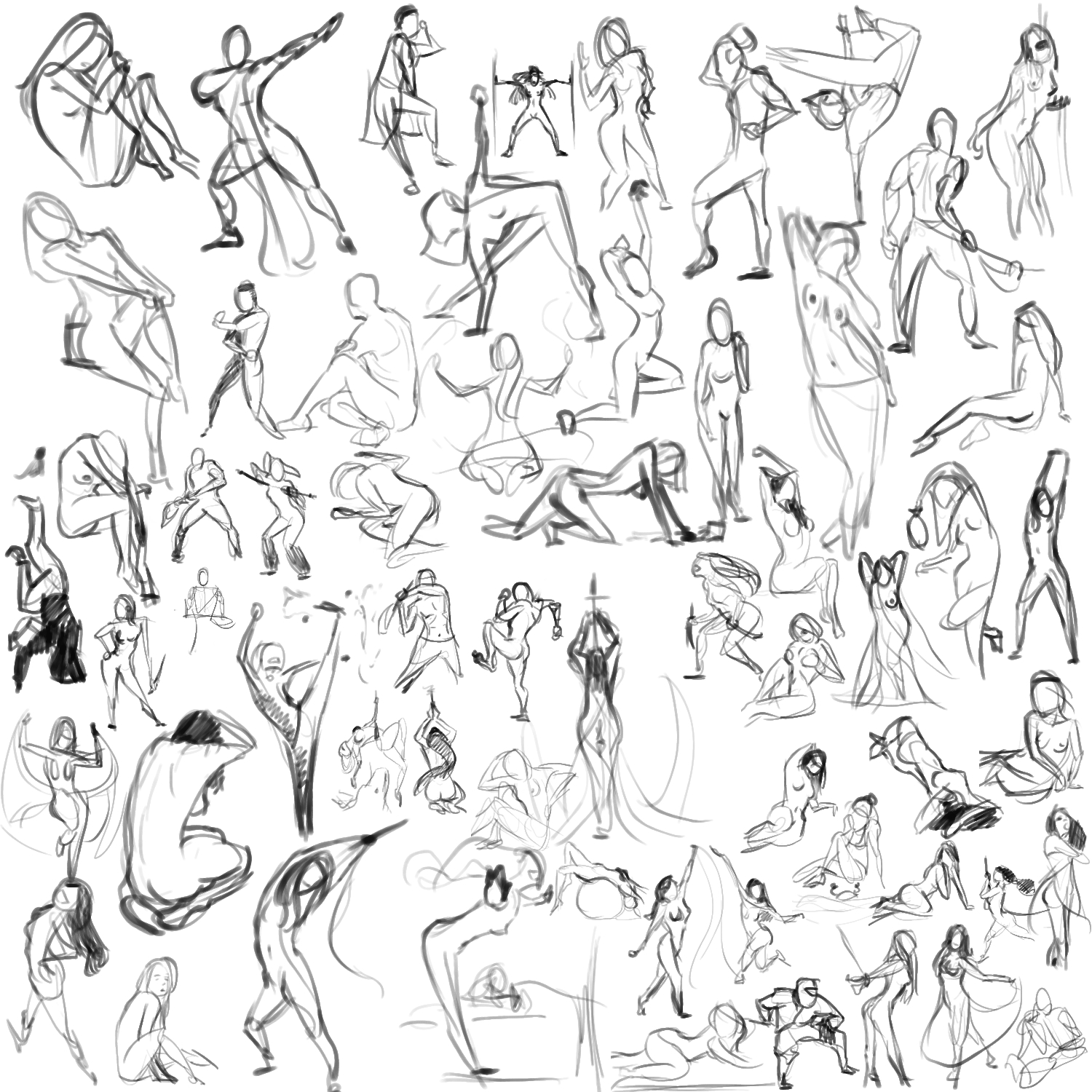 1500x1500 60 60 Second Gesture Drawings By Slyshand - 30 Second Sketches