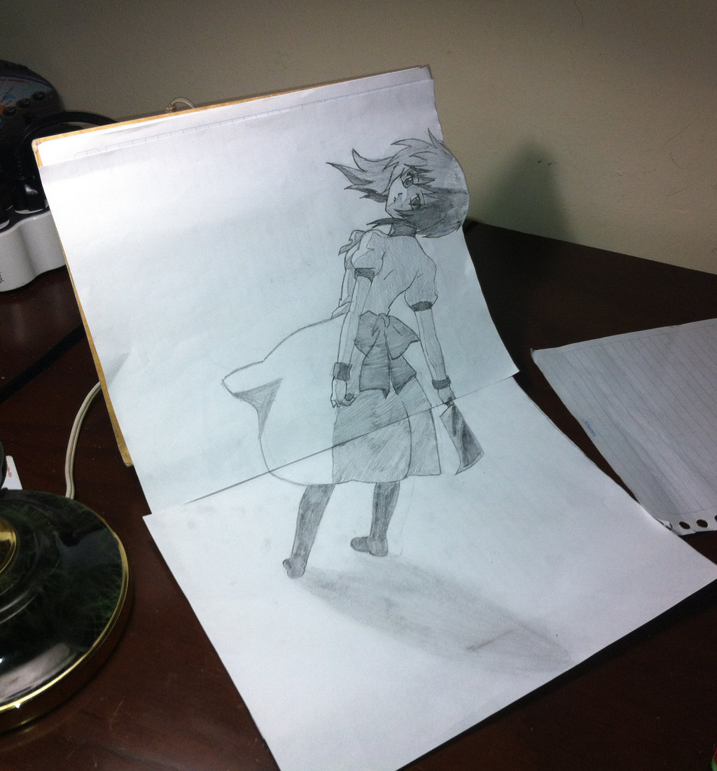 1024x1101 Drawing Anime 3d Rena Ryuguu (3d Drawing)masterleo99 - 3d Anime Sketch