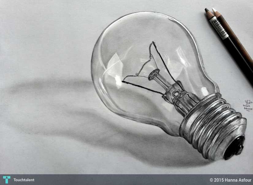 825x604 Light Bulb Pencil Drawing Touchtalent - 3d Art Sketch