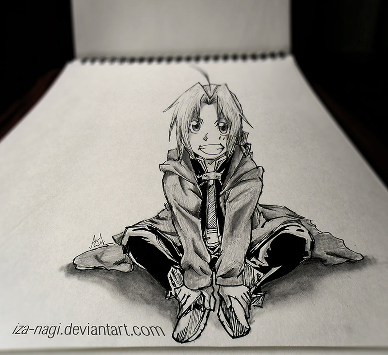 800x731 Special 3d Sketch ~~ Edward Elric ~~ By Iza Nagi - 3d Art Sketch