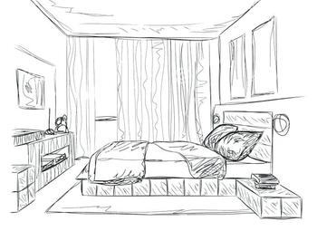 350x255 Coloring With Bedroom Drawing And Coloring Pages Learn The Colors - 3d Bedroom Sketch