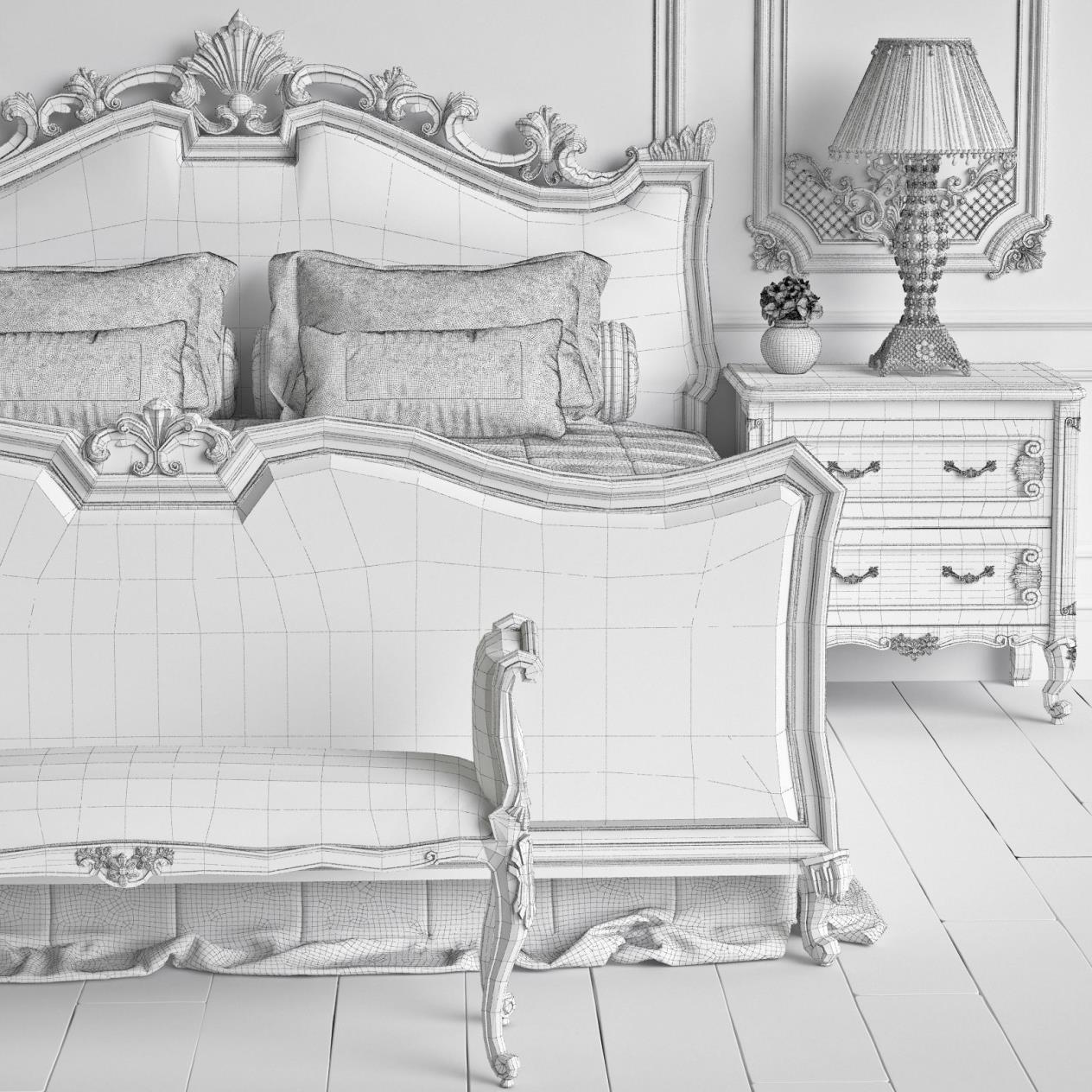 1264x1264 Pottery Barn Tamsen Set Model Cgtraderrhcgtradercom Pottery 3d - 3d Bedroom Sketch