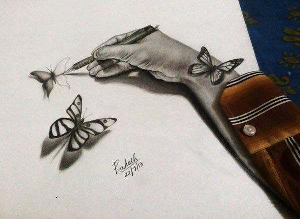 600x438 Drawn 3d Butterfly 17 - 3d Butterfly Sketch
