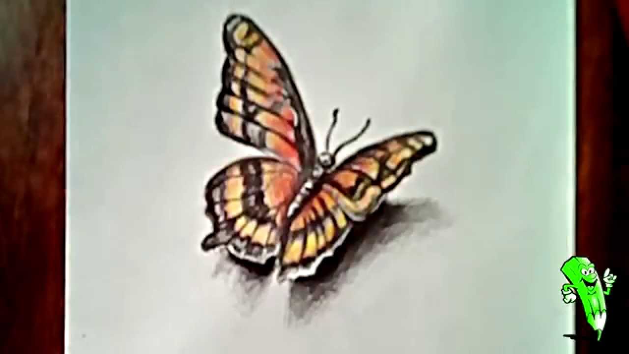 1280x720 How To Draw A Butterfly (3d Drawing) - 3d Butterfly Sketch