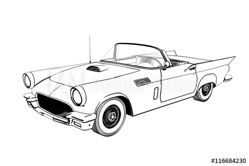 500x334 Retor Car Sketch. 3d Illustration. - 3d Car Sketch
