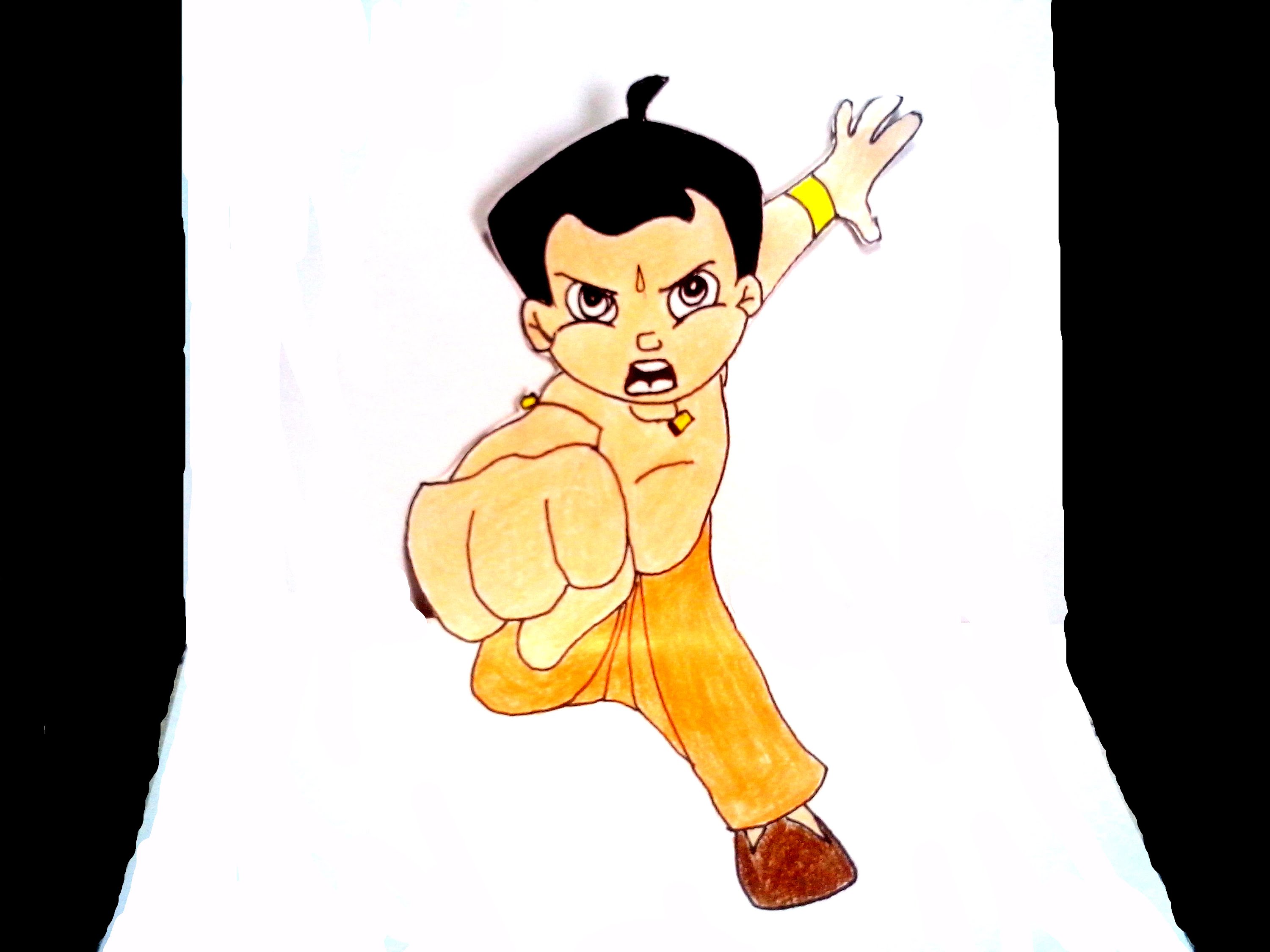 3000x2250 3d Speed Drawing Chotta Bheem Cartoon With Colour Pencil - 3d Cartoon Sketch