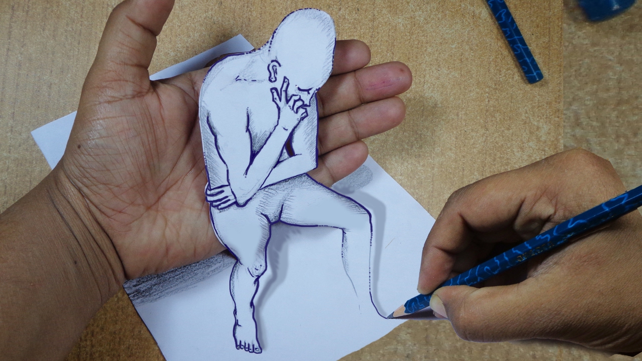 1280x720 How To Draw 3d Cartoon On Paper Draw 3d Optical Illusions - 3d Cartoon Sketch