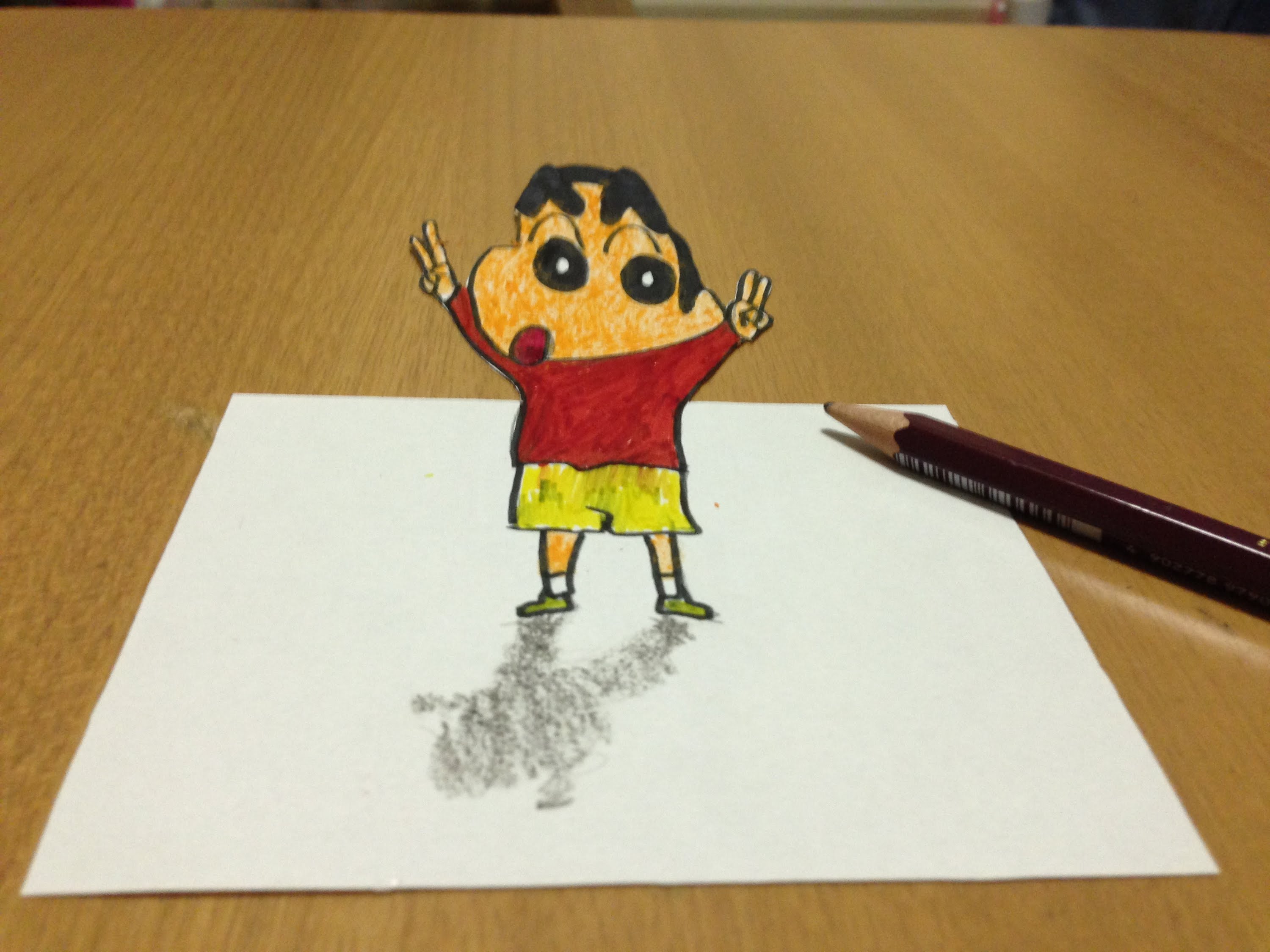 3000x2250 How To Draw 3d Shin Chan Tricks Art - 3d Cartoon Sketch