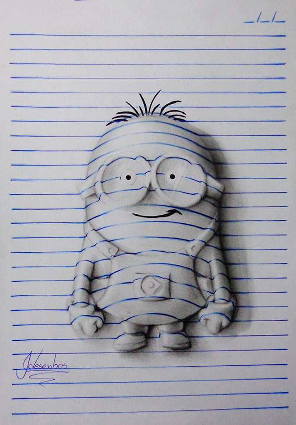 605x868 These 3d Cartoon Drawings By A 16 Year Old Artist Are Amazing - 3d Cartoon Sketch