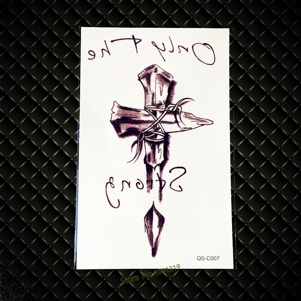 1000x1000 1pc Cool 3d Cross Removable Temporary Tattoo Arm Sleeves, Sketch - 3d Cross Sketch