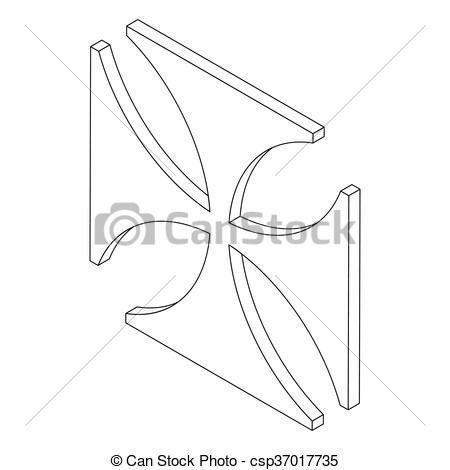 450x470 Cross Icon, Isometric 3d. Cross Symbol Icon, Isometric 3d Style - 3d Cross Sketch