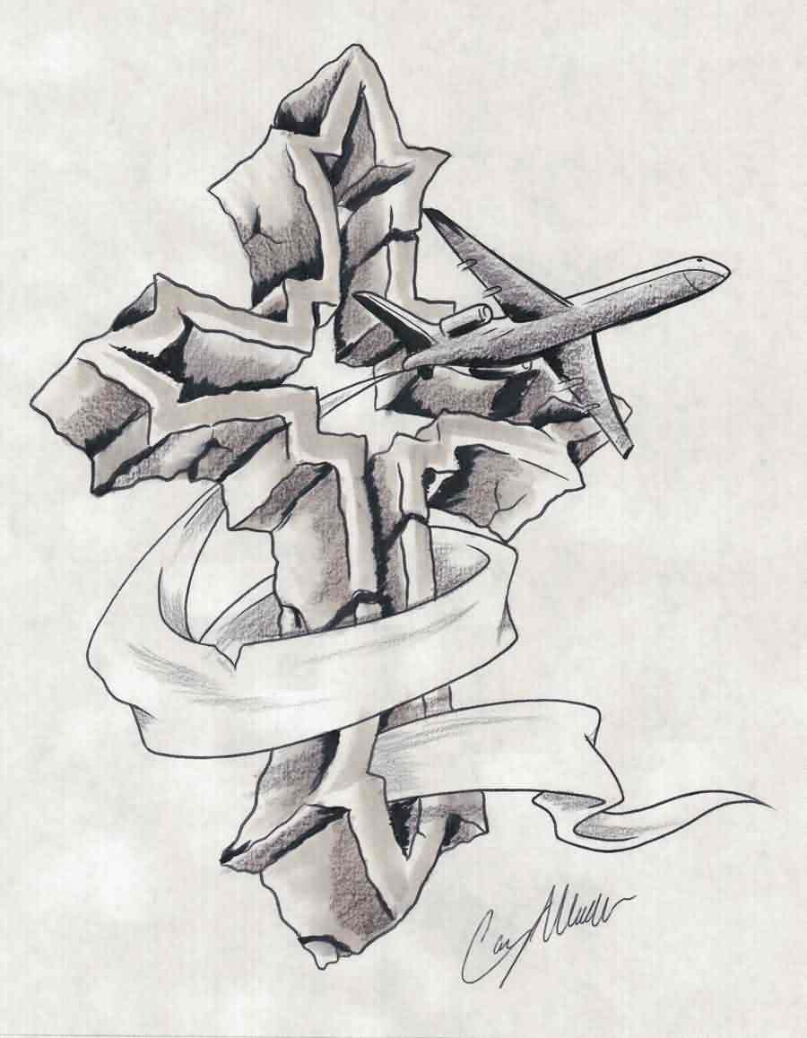 900x1157 3d Cross Drawing Black Ink 3d Cross Tattoo Stencil Image - 3d Cross Sketch