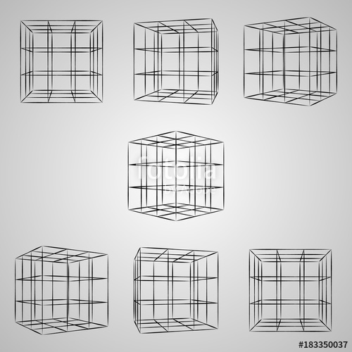 500x500 Wireframe 3d Cube - 3d Cube Sketch