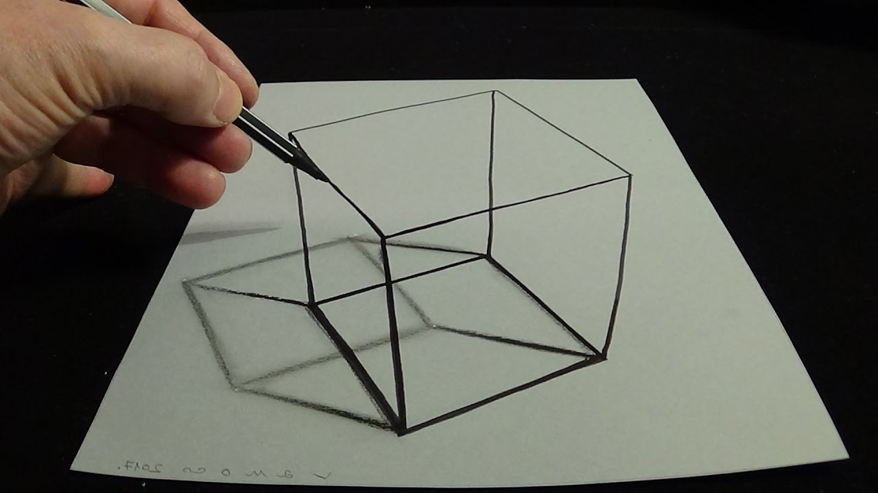 1280x720 3d Sketch Step By Step How To Draw 3d Sketch Stepstep 3d Drawing A - 3d Cube Sketch