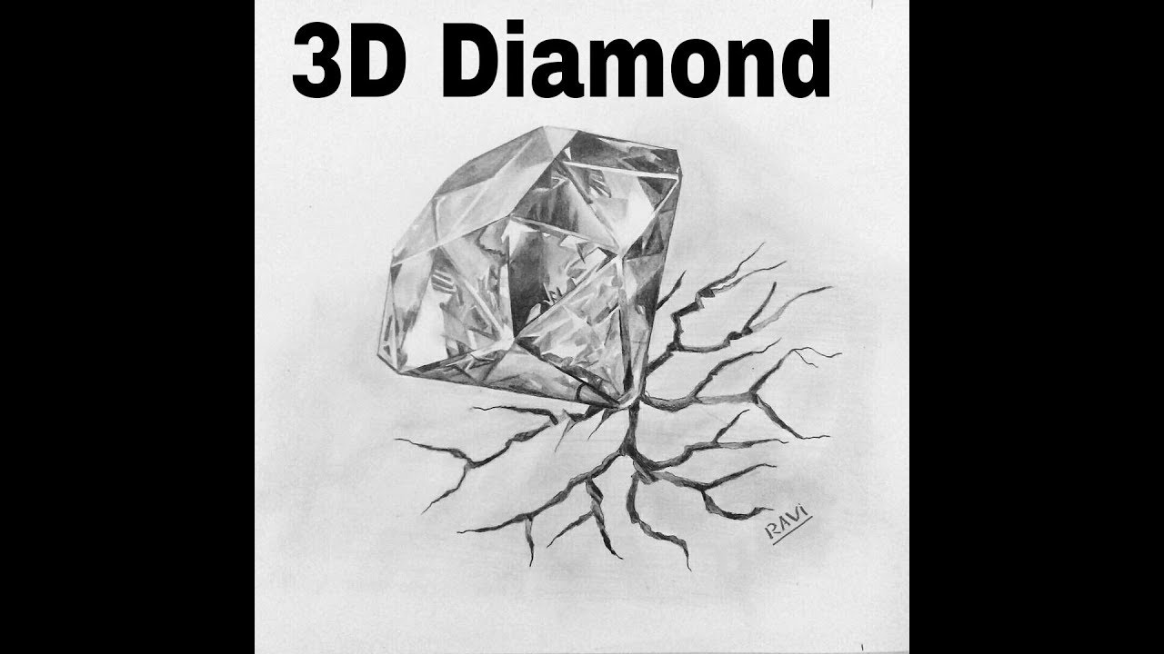 1280x720 How To Make 3d Diamond Sketch - 3d Diamond Sketch