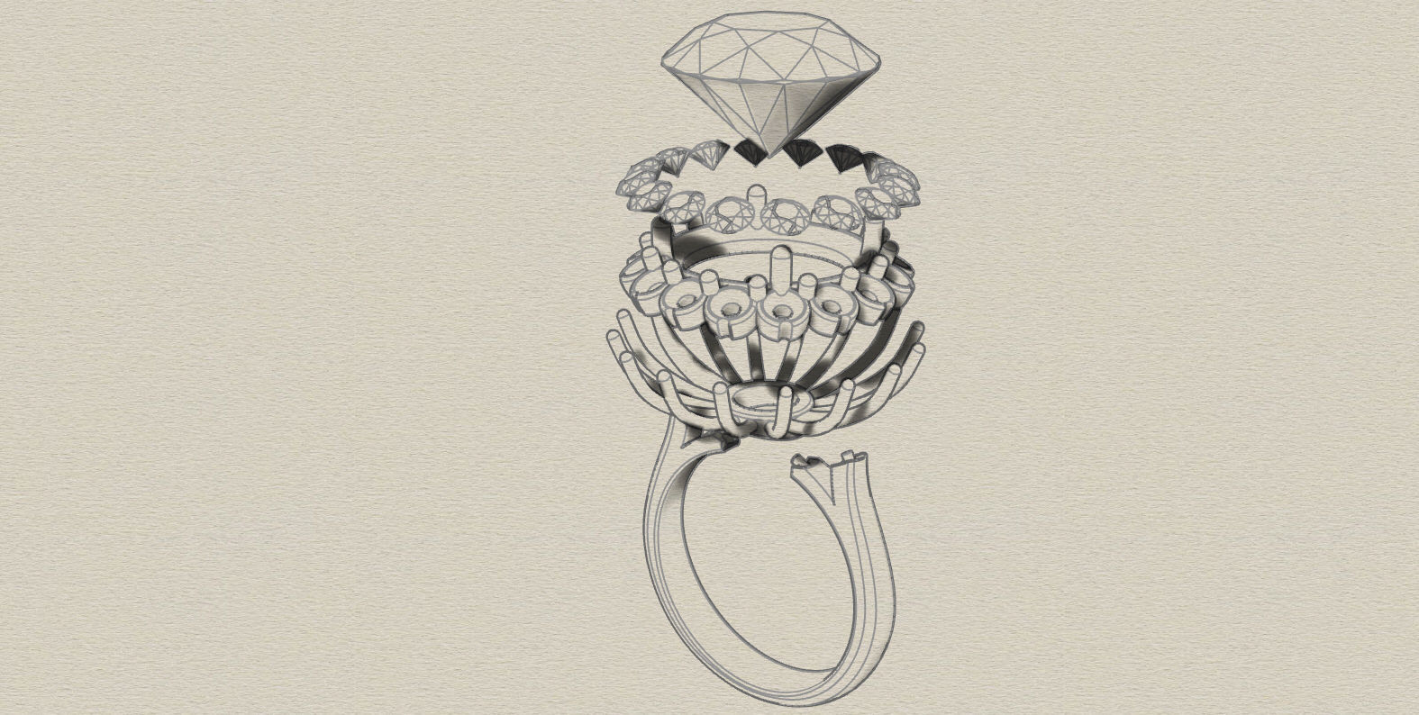 1575x794 3d Printable Model Diamond Ring Gemstone Engagement Ring - 3d Diamond Sketch