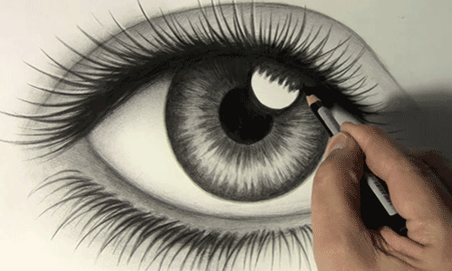 500x300 Colourful 3d Eye Drawing (Click Gif For Animation) Eyes - 3d Eye Sketch