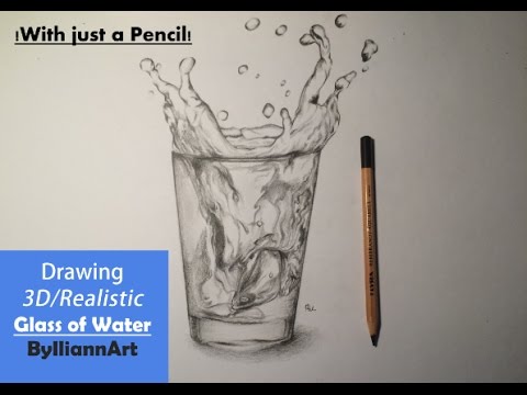 480x360 Drawing 3d Glass Of Waterwith Just A Pencileasytutorial - 3d Glass Sketch