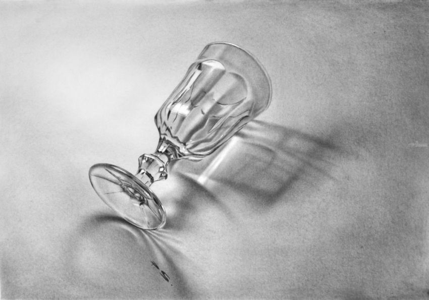 850x595 Glass In 3d On Paper Drawings Sketch By Stefan Pabst - 3d Glass Sketch
