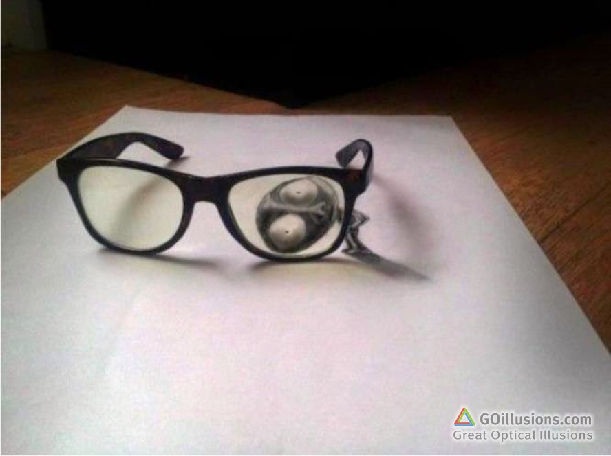 888x664 Great Optical Illusions, Funny Photos And Images, Brain Teasers - 3d Glass Sketch