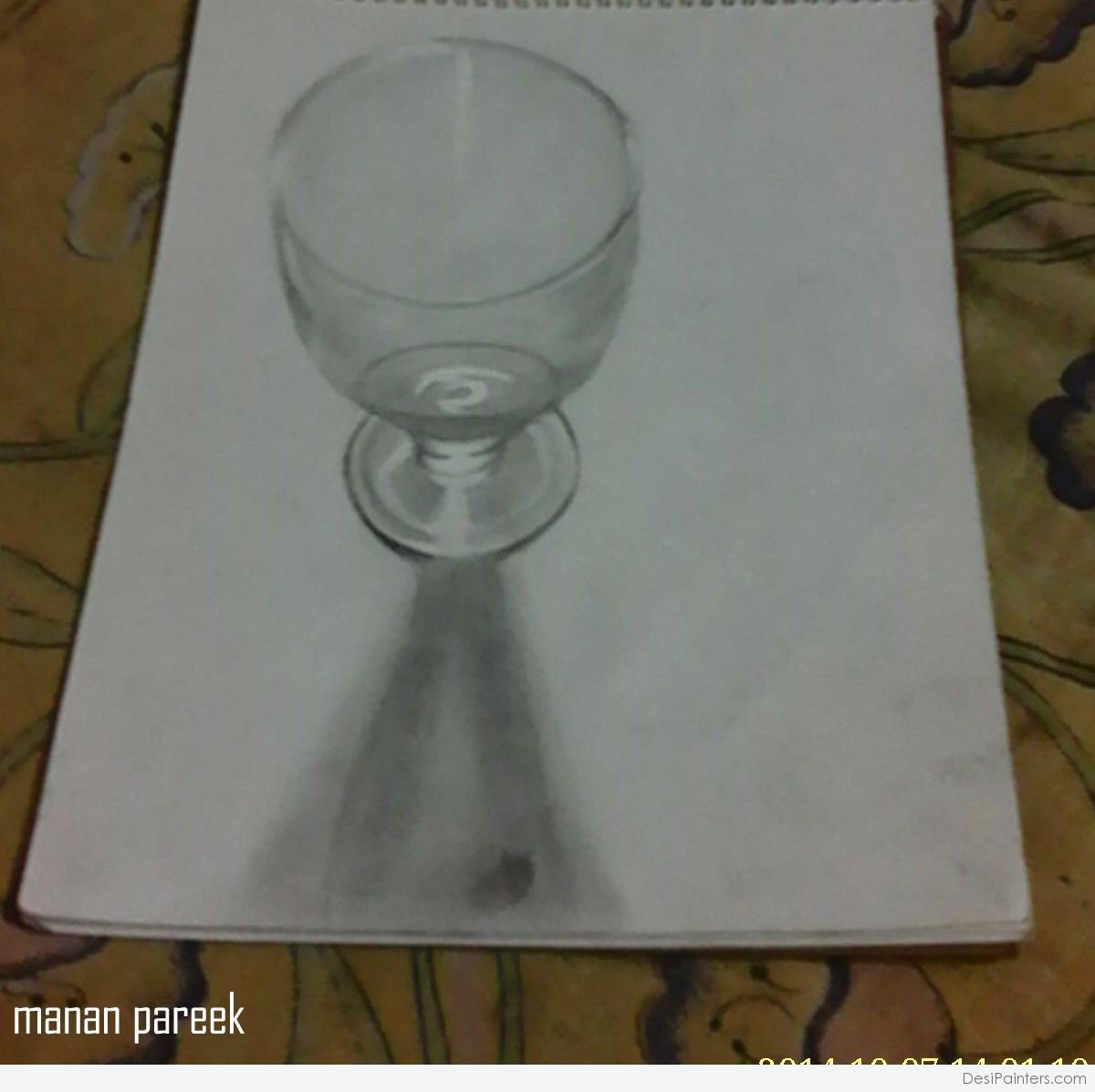 1200x1197 Realistic 3d Glass By Manan Pareek - 3d Glass Sketch