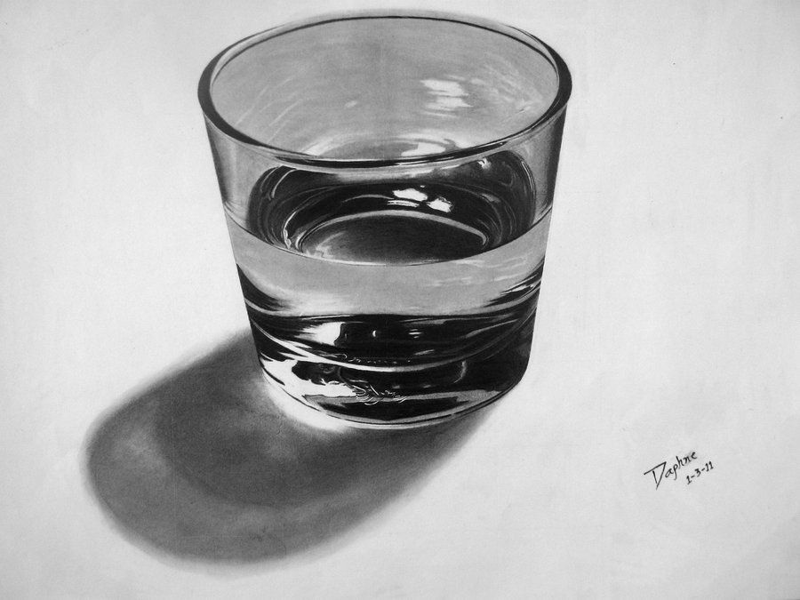 900x675 Famous Still Life Drawings In Pencil - 3d Glass Sketch