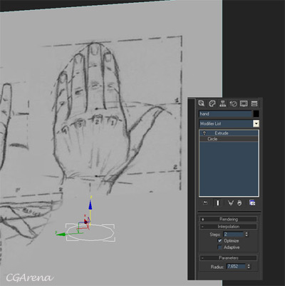 400x401 Cgarena Hand Modeling In 3d - 3d Hand Sketch