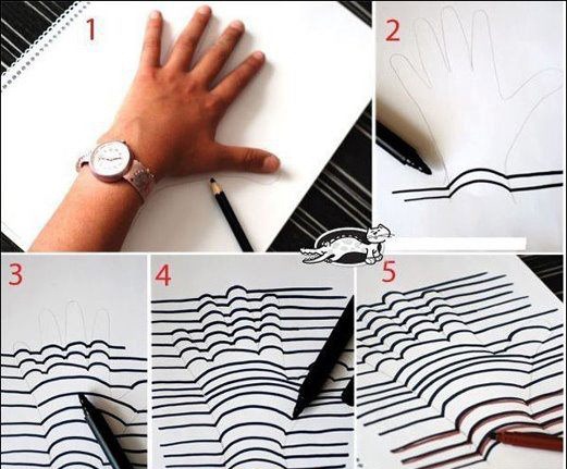 521x431 Create 3d Hand Image With Sketches And Drawing Sheet - 3d Hand Sketch