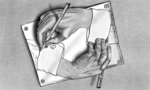 512x307 Drawing Hands 3d - 3d Hand Sketch