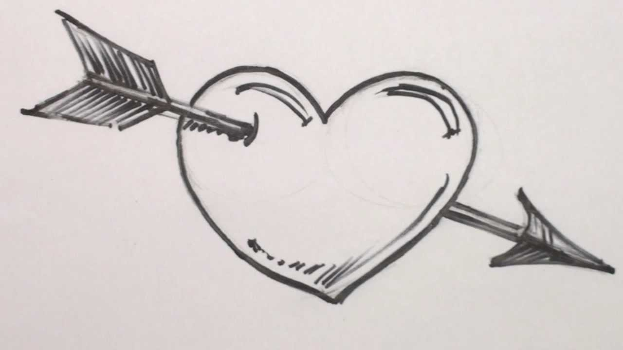 3d heart sketch line