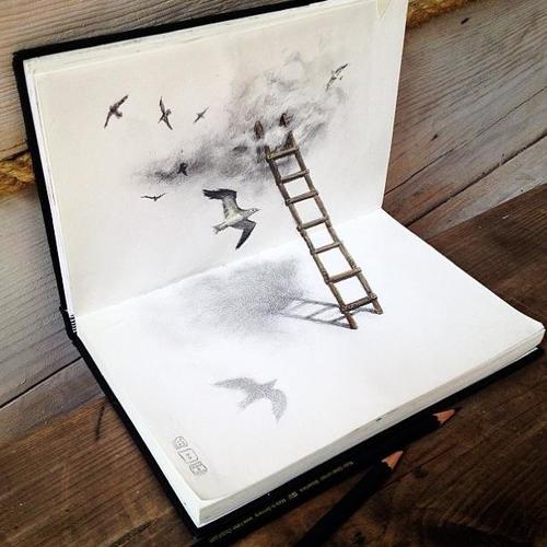 500x500 3d Drawing Uploaded By Melodina On We Heart It - 3d Heart Sketch