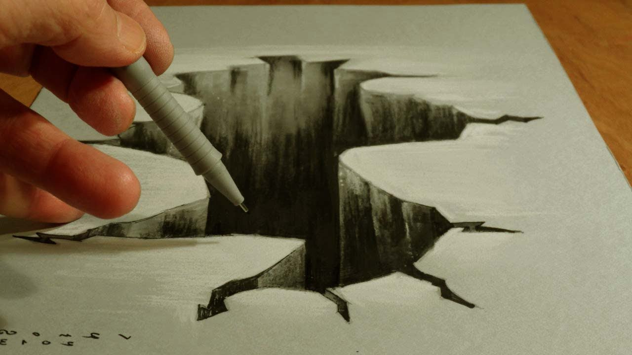 1280x720 Amazing 3d Drawing On Paper Amazing 3d Sketch Image 3d Drawing - 3d Hole Sketch