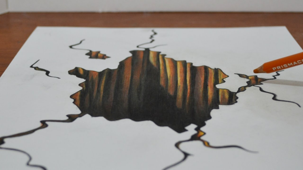 1024x576 Drawn 3d Hole - 3d Hole Sketch