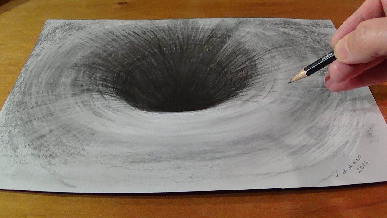 1280x720 3d Drawing A Hole With Pencil 3d Drawing Of Hole Pencil Sketch - 3d Hole Sketch