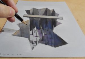 300x210 3d Drawing A Hole With Pencil Simple 3d Sketching Ideas 3d Drawing - 3d Hole Sketch