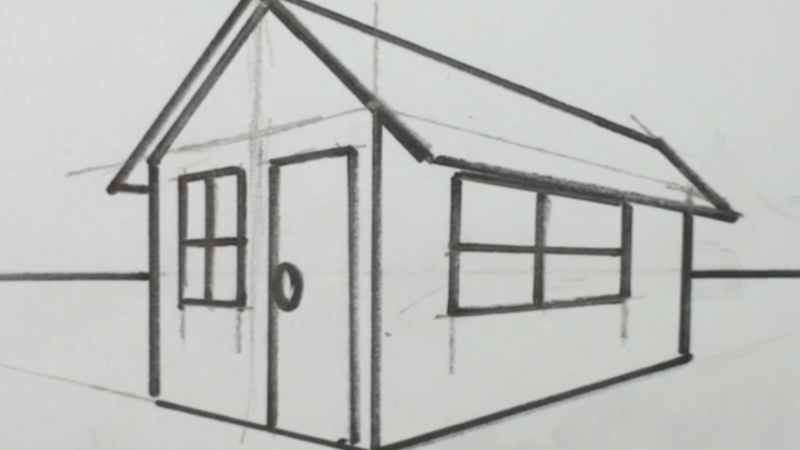 800x450 How To Draw A 3d House Arts Amp Crafts Drawings - 3d House Sketch