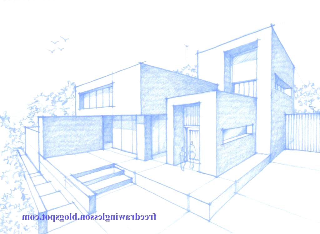 1024x748 3d House Drawing Frame House Model Of A White 3d House Drawing - 3d House Sketch