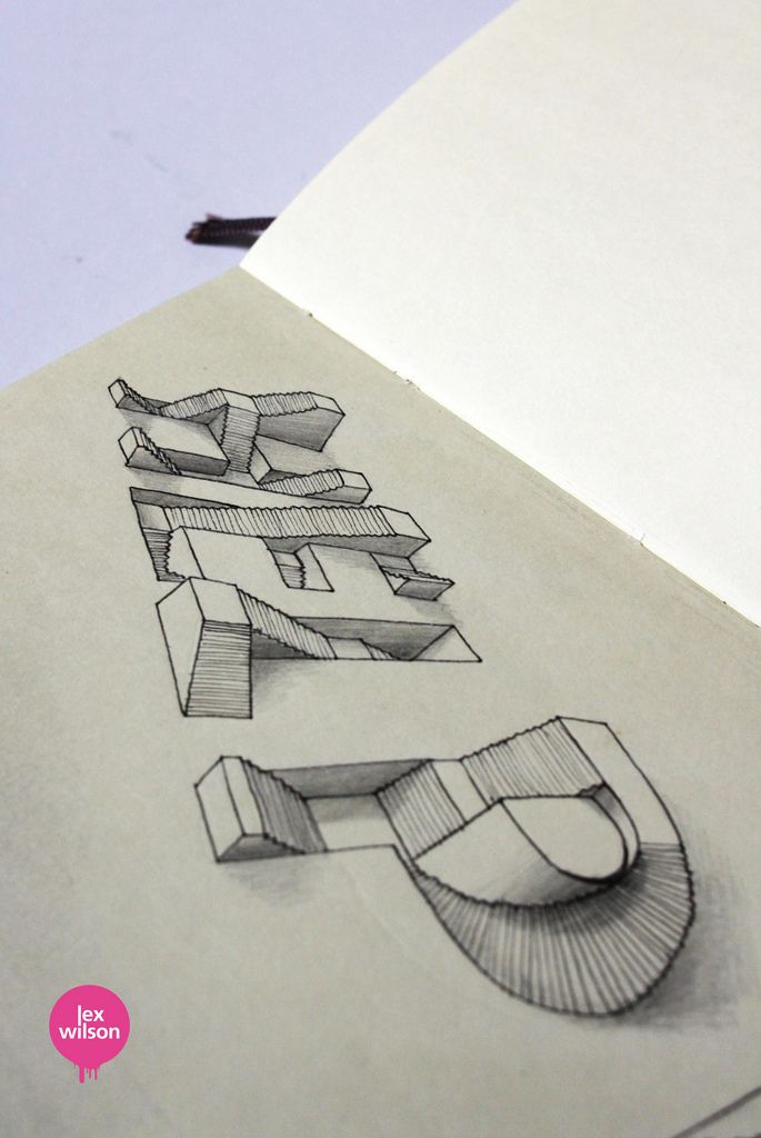 685x1024 Incredible 3d Typography Sketches By Lex Wilson Typography - 3d Love Sketch