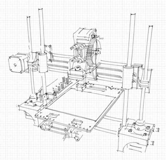 530x512 Portabee 3d Printer Artistic Sketch - 3d Printer Sketch
