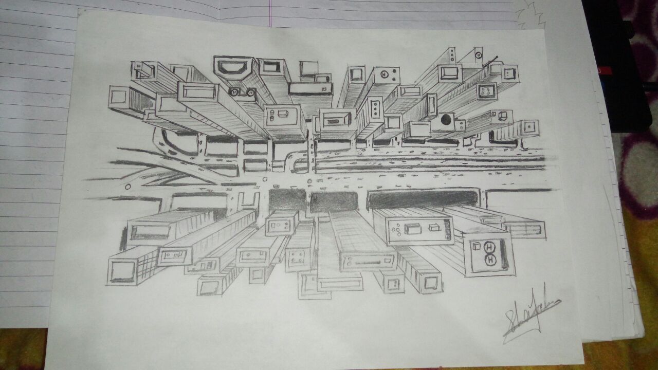 1280x720 3d Sketch Of Buildings - 3d Sketch