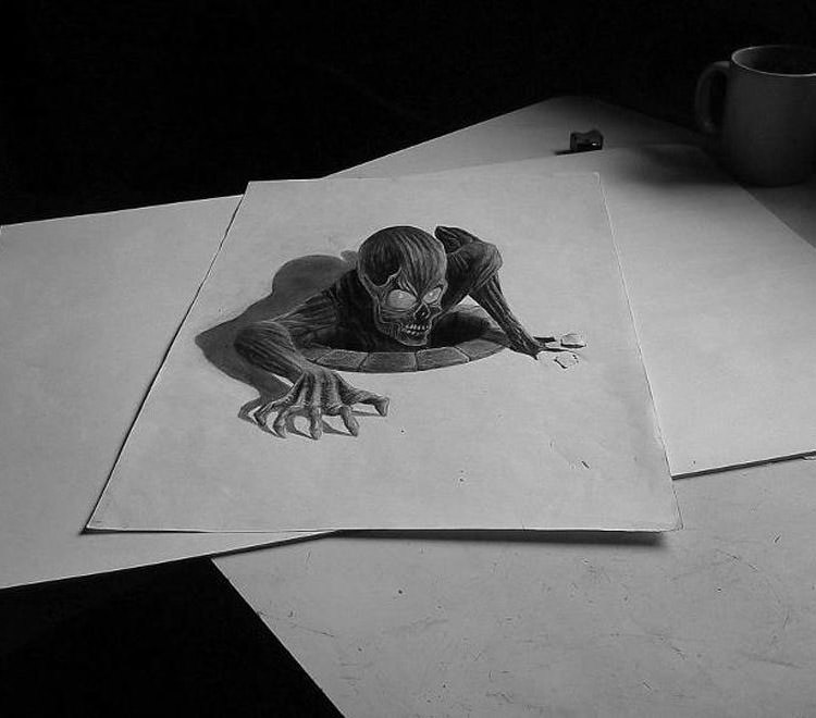 750x660 3d Pencil Drawings - 3d Sketch Images