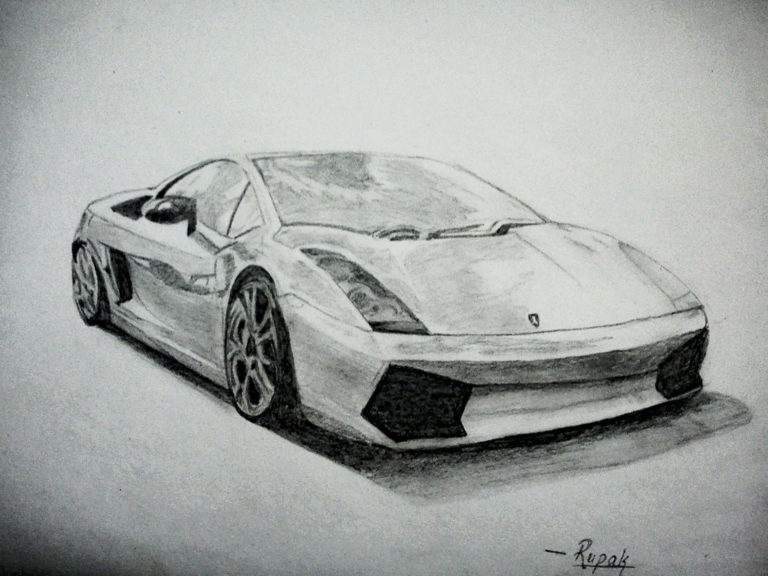 768x576 Pencil 3d Sketch Car Car Drawings In Pencil Collection For Free - 3d Sketch Of A Car