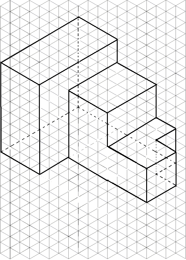 607x849 Isometric Paper And Drawing On It - 3d Sketch Paper
